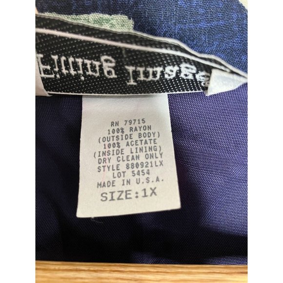 Vintage Fitting Image Women's 1X Blue Geometric Pattern Light Blazer Top - Picture 7 of 10